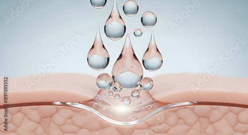 Clear serum being absorbed into skin layers