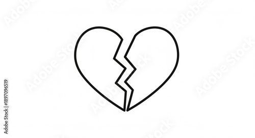 Simple outline drawing of a broken heart symbol.