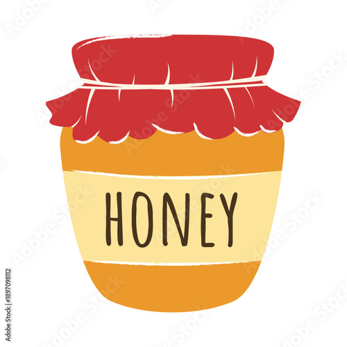 Honey jar with label illustration