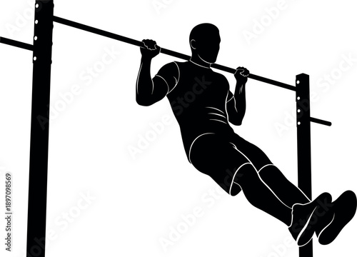 Man performing a pull up exercise on a horizontal bar