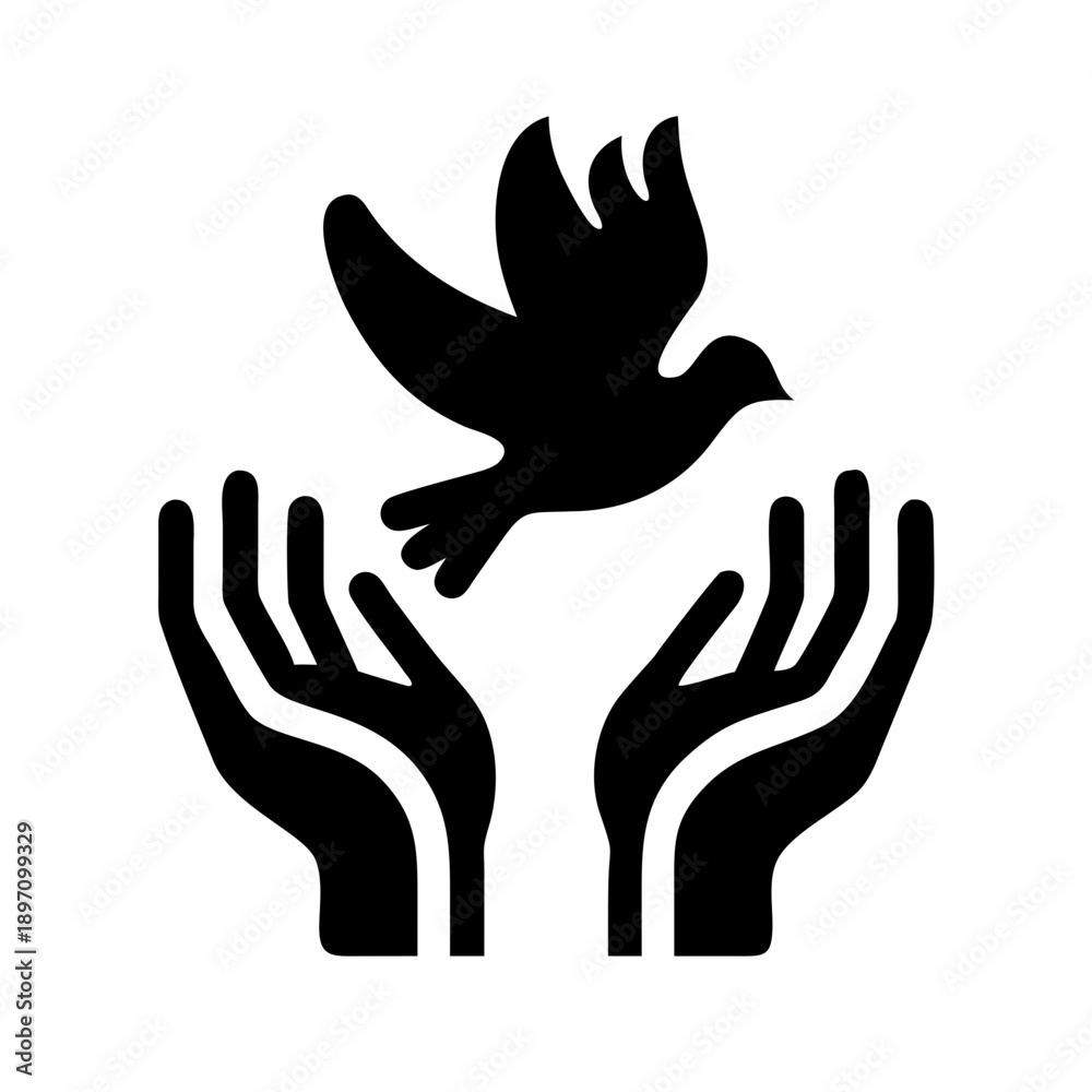 Obraz premium Multiple Diverse Hands Releasing a White Dove of Peace Into the Sky 