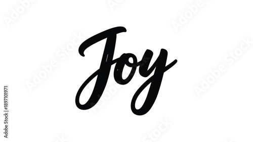 Elegant handwritten script of the word joy in black calligraphy offers a positive and inspirational typographic element for creative projects.