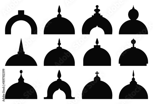 Collection of Silhouetted Architectural Domes and Cupolas