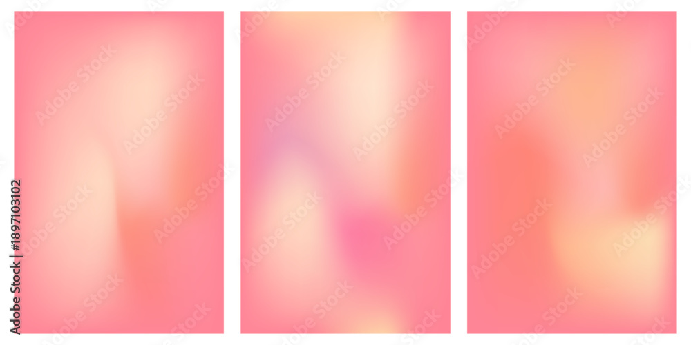 Fototapeta premium Set of peach and pink soft gradient. Simple liquid gradient vector background