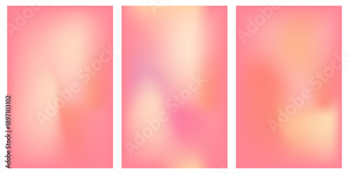 Set of peach and pink soft gradient. Simple liquid gradient vector background