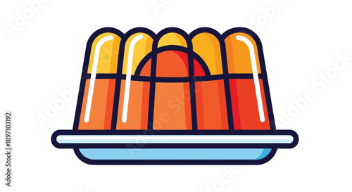 Colorful gelatin dessert icon served neatly on a small light blue plate