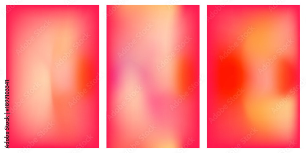 Fototapeta premium Set of peach and pink soft gradient. Simple liquid gradient vector background