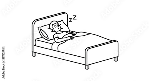 Man sleeping peacefully in a comfortable bed at night.