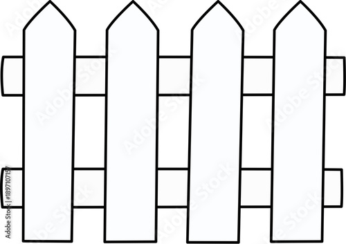 Classic White Wooden Picket Fence Section