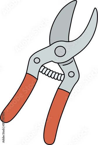 Red-Handled Pruning Shears or Secateurs for Gardening