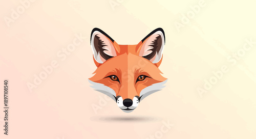 Minimalist geometric illustration of a fox's face with sharp angles and warm colors