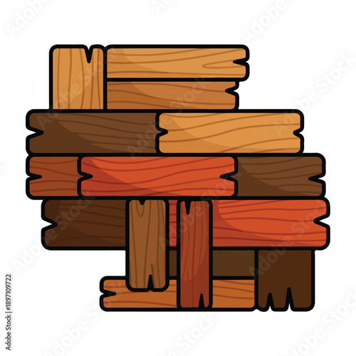 Stack of wooden planks and logs.