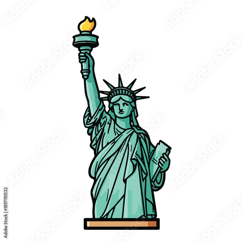 Statue of Liberty illustration holding torch.