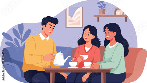 Friends sharing coffee conversation indoors