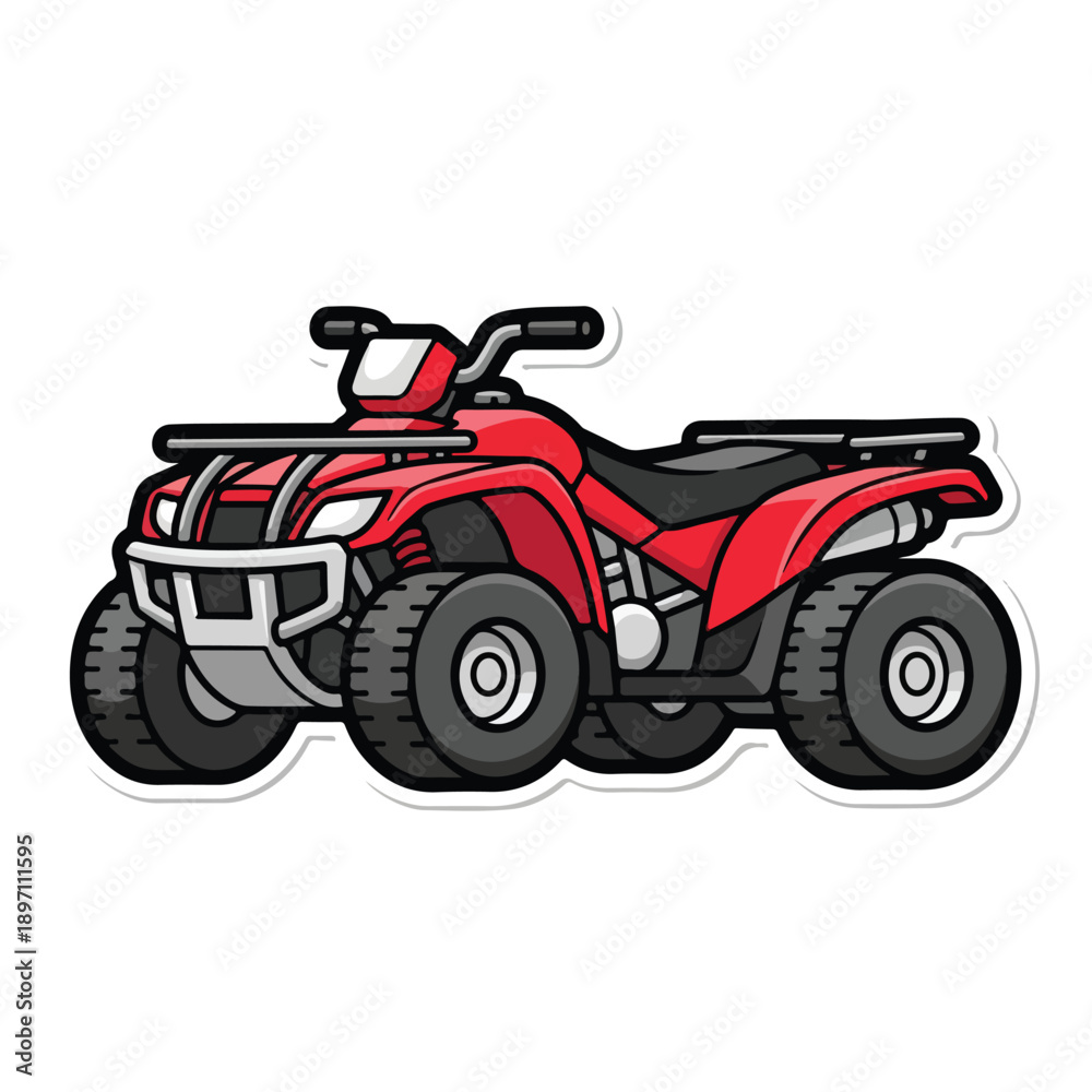 Naklejka premium Red Quad Bike Vehicle Illustration.