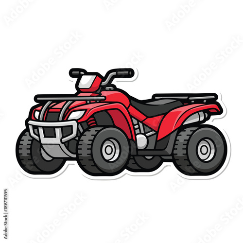 Red Quad Bike Vehicle Illustration.