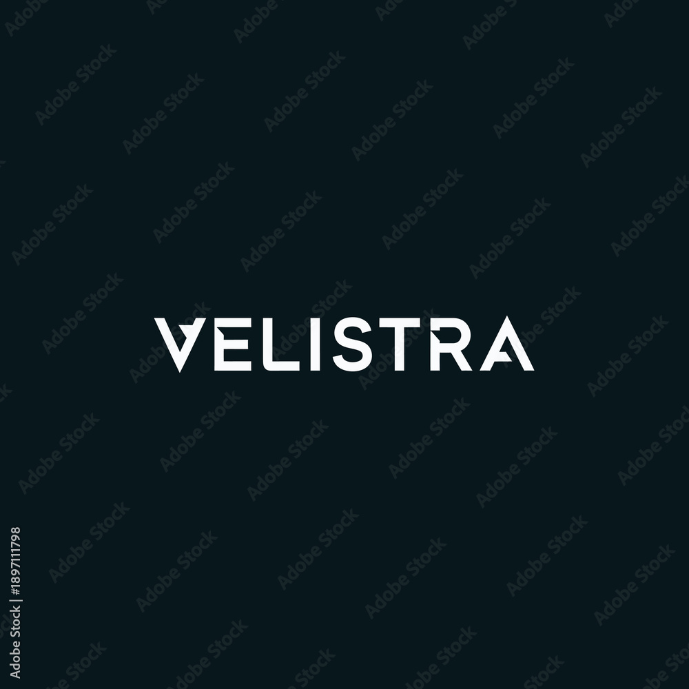 Fototapeta premium Modern Velistra Logo Typography on Dark Background, Minimalist Geometric Design