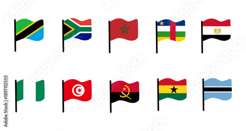 African country flags icon set