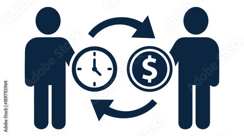 Representing the exchange of time for money between two people