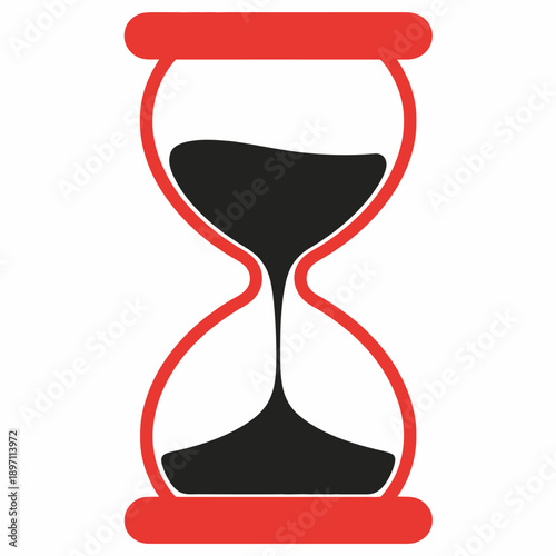 Red and Black Hourglass Symbolizing Time and Measurement