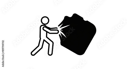 Person Pushing A Large Object With Force.