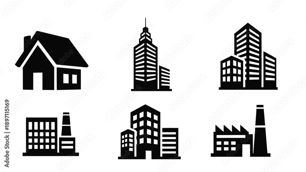 Obraz premium a collection of building silhouettes showcasing various architectural styles silhouette