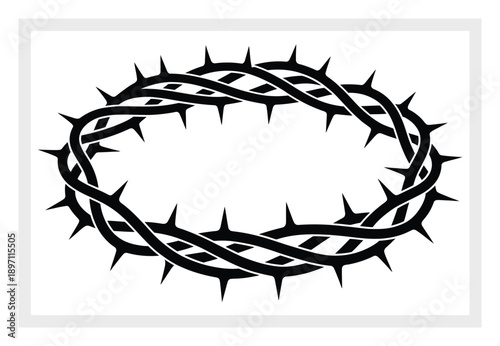 Black and White Illustration of a Crown of Thorns