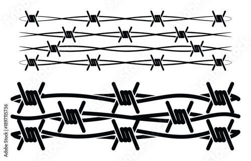 Black and White Barbed Wire Patterns: A Vector Illustration