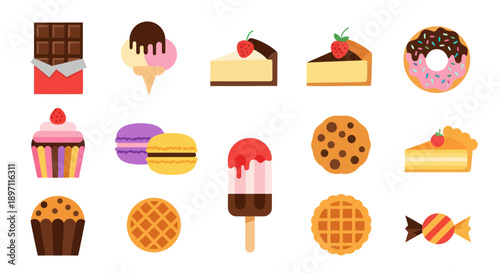 Colorful dessert assortment vector illustration