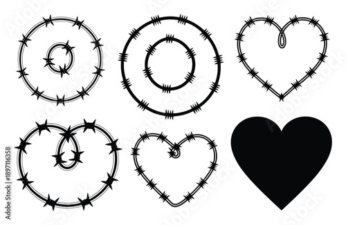 Barbed Wire Shapes: Circles and Hearts