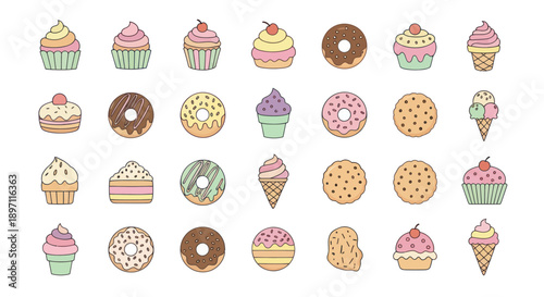 Colorful dessert treats illustration