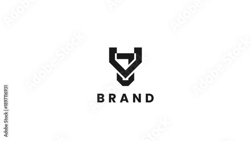 Elegant 'JV' monogram, Modern geometric abstract logo design. Minimalist graphic emblem conveying strength and precision, ideal for professional corporate or creative business brand identities