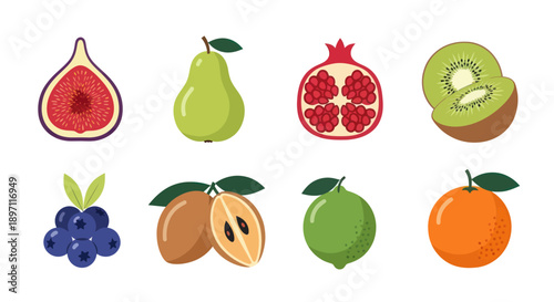 Colorful fruit assortment isolated on white