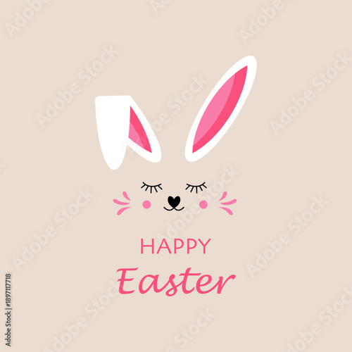 Cute bunny with the text happy Easter