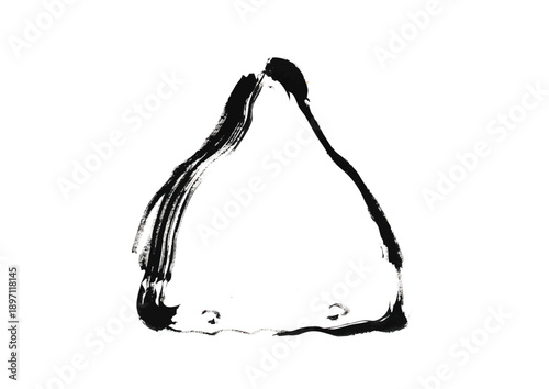 烏賊を捌く和風筆イラスト素材