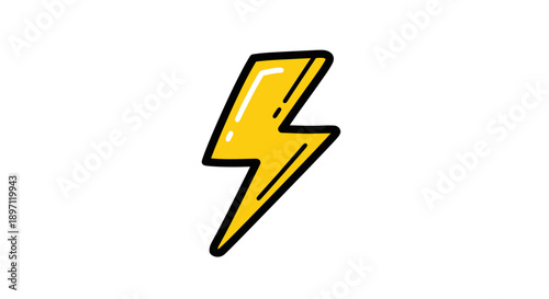 Yellow lightning bolt icon representing power on isolated white background