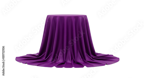 Purple velvet tablecloth isolated on transparent background