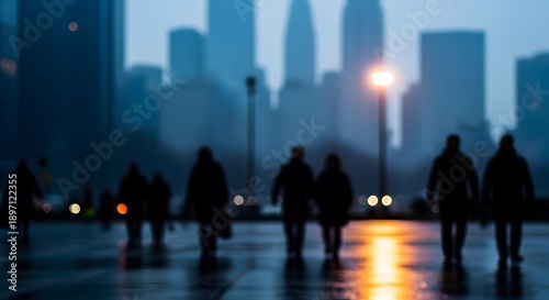 Wallpaper Mural Business professionals walking to office in city at dusk Torontodigital.ca