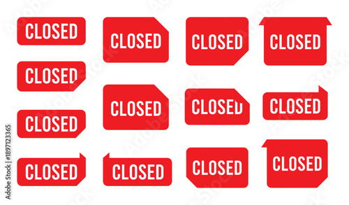 Closed sign in different styles isolated on transparent background for business concept