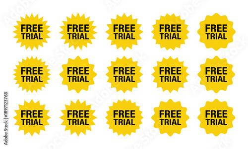 Free trial special offer sticker starburst label sunburst badge price tag vector graphic