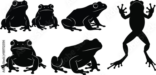 Frog Silhouettes Collection in Various Poses