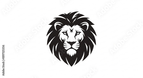 Lion head vector silhouette illustration of wild predator icon