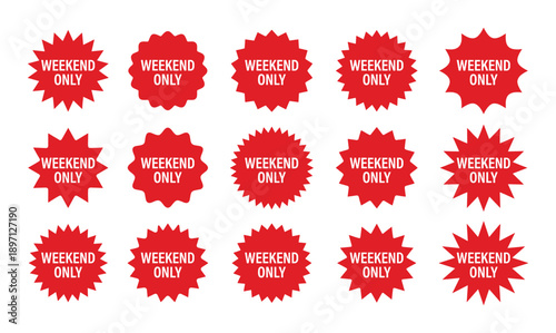Weekend only sale badge starburst sticker label for online store special offer