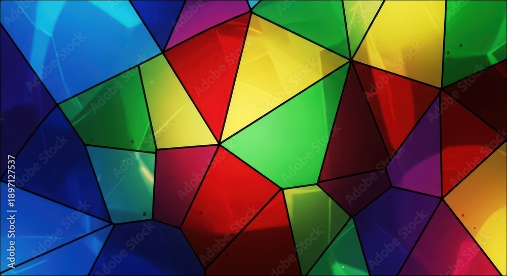 Fototapeta premium Abstract mosaic of vibrant, irregular geometric shapes forming a colorful surface pattern