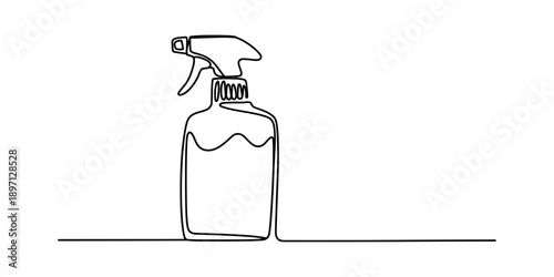 A single continuous line drawing capturing the silhouette of a common spray bottle Vector, illustration