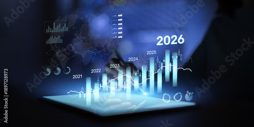 Tableau sur toile 2026 Stock Market Performance Analysis with Long Term Financial Growth Forecast