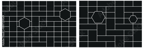 Photo album or memory wall idea for banner, poster, mockup, flyer, brochure. Collage blank frame photo part or picture. Vector photo frame mockup on white background. Vector illustration. 