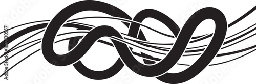 Abstract black and white swirling lines art design element