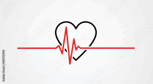 Heartbeat line graphic with heart symbol.