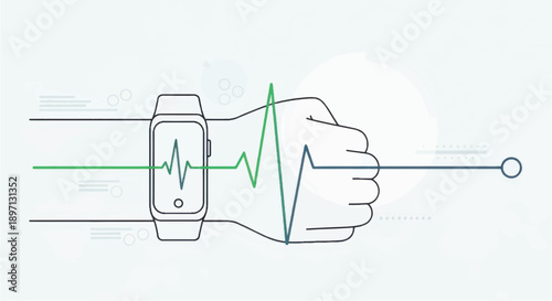 Smartwatch displaying heart rate on a human wrist.